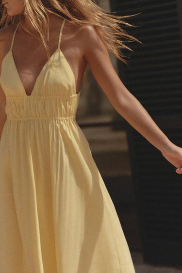 FLOWING MIDI DRESS - Yellow by Zara