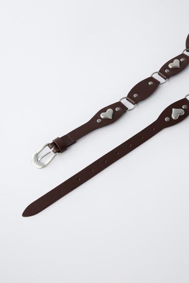 HEART APPLIQUÉ BELT - Brown by Zara