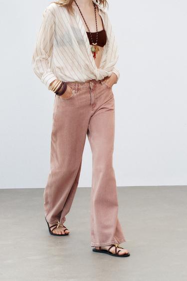 Z1975 WIDE-LEG MID-RISE JEANS - Pale pink by Zara