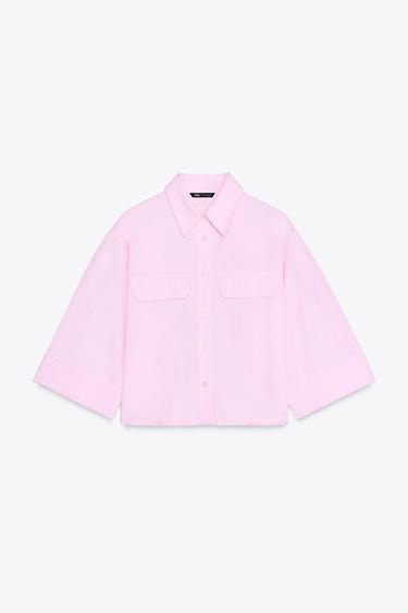 SHORT OXFORD SHIRT - Pink by Zara - Image 0