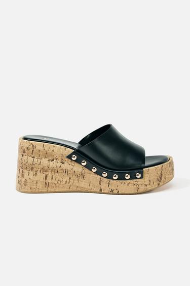 STUDDED WEDGES - Black by Zara