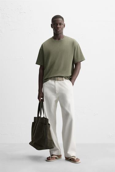 BASIC HEAVYWEIGHT T-SHIRT - Khaki by Zara - Image 0