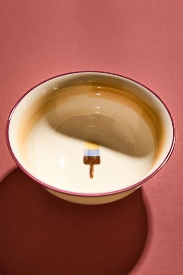 STONEWARE BOWL WITH ICE CREAM DESIGN - Orange by Zara
