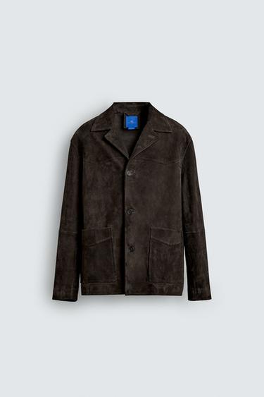 SUEDE LEATHER OVERSHIRT AARON LEVINE X ZARA - Dark brown by Zara