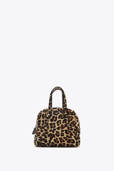MINI BOWLING BAG WITH ANIMAL PRINT LEATHER AND SHEEPSKIN - Leopard by Zara - Image 0