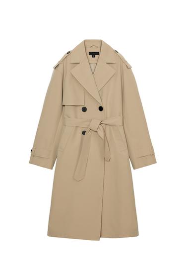 LONG TRENCH COAT WITH BELT - camel by Zara