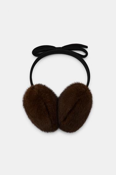 FAUX FUR BOW EARMUFFS - Brown by Zara