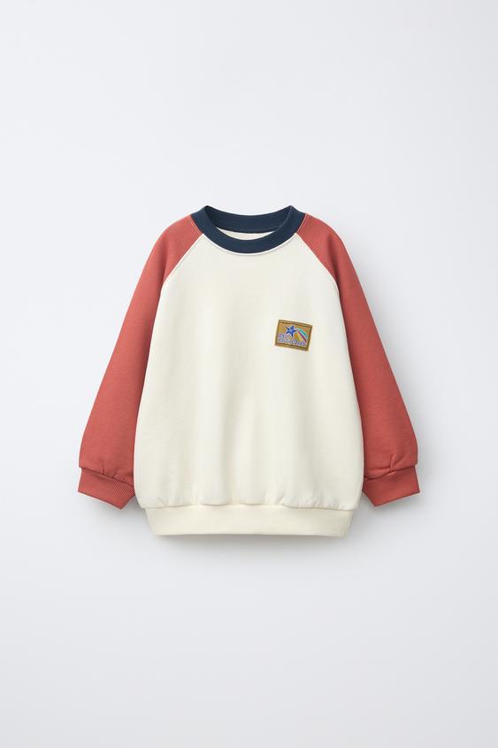 RAGLAN SLEEVE SWEATSHIRT WITH LABEL - Ecru by Zara - Image 0