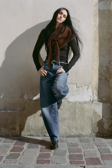 HIGH-WAIST TRF BARREL JEANS - Navy blue by Zara