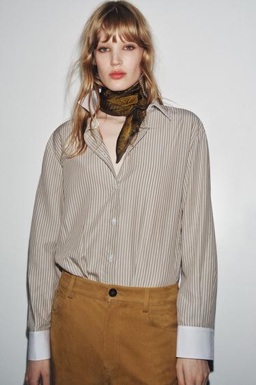 ZW COLLECTION CONTRAST STRIPED SHIRT - striped by Zara