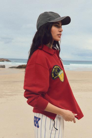 PATCH POLO SWEATSHIRT - Red by Zara