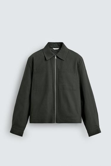 QUILTED OVERSHIRT WITH POCKETS - Dark khaki by Zara