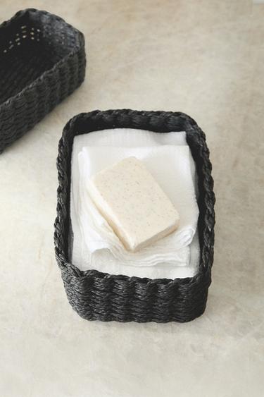 WOVEN PAPER BASKET - Black by Zara