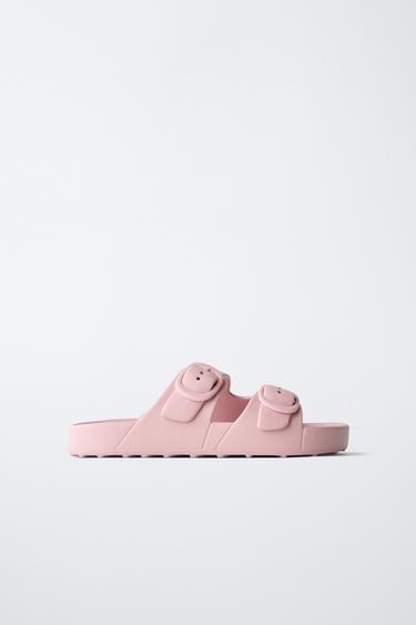 RUBBERISED SANDALS WITH BUCKLES - Pink by Zara