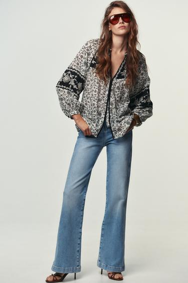 FLORAL PRINT BEADED EMBROIDERED BLOUSE - Multicoloured by Zara - Image 0
