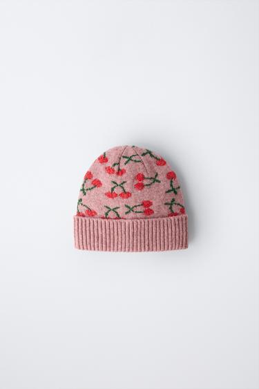 CHERRY KNIT BEANIE - Pink by Zara - Image 0