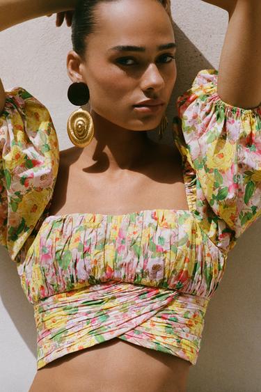 FLORAL PRINT TOP WITH BOW - Multicoloured by Zara
