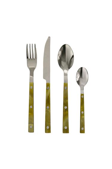 CUTLERY SET WITH ACRYLIC HANDLE (SET OF 4) - GREEN by Zara