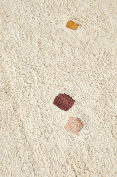 CHILDREN’S MULTICOLOURED EMBROIDERED DIAMOND RUG - Oyster-white by Zara