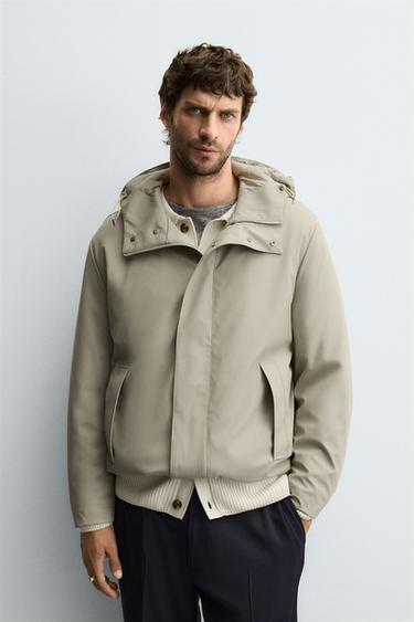 RUBBERISED EFFECT PARKA WITH HOODIE - Sand by Zara