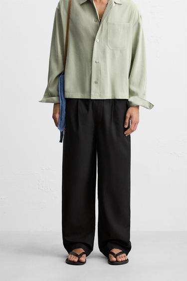 REGULAR FIT JOGGER WAIST TROUSERS - Black by Zara