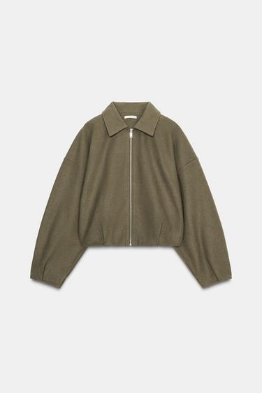SOFT ZIP-UP BOMBER JACKET - Khaki by Zara