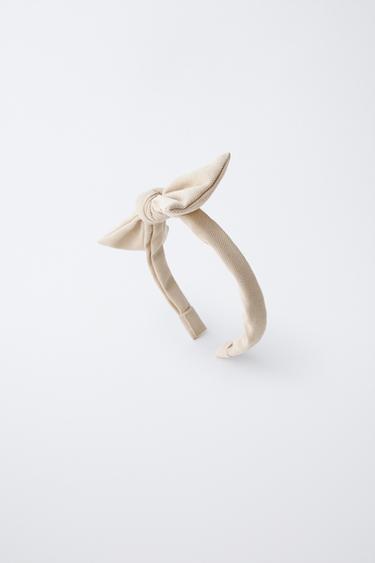 PIQUÉ BOW HEADBAND - Ecru by Zara