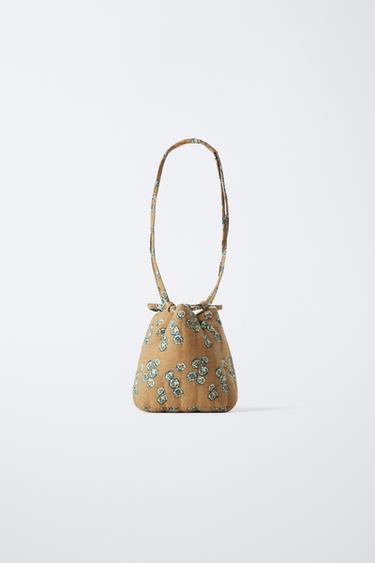 FLORAL BUCKET BAG - Ecru White by Zara - Image 0