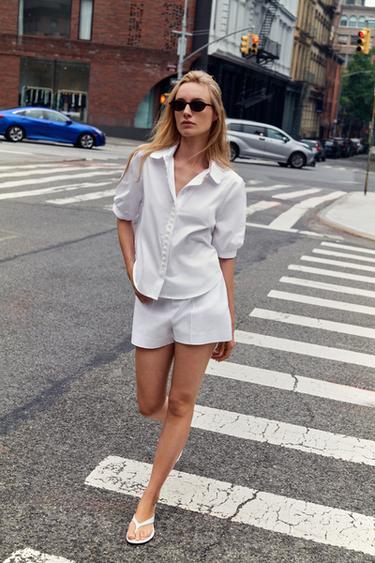 FAUX PEARL POPLIN SHIRT - White by Zara