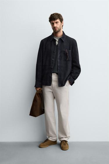 STRAIGHT-LEG TWILL TROUSERS - Stone by Zara - Image 0