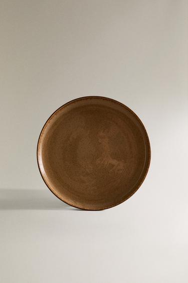 PORCELAIN DESSERT PLATE WITH ANTIQUE FINISH RIM - Sand by Zara - Image 0
