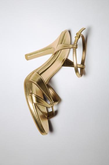 METALLIC-EFFECT HIGH-HEEL SANDALS - Gold by Zara