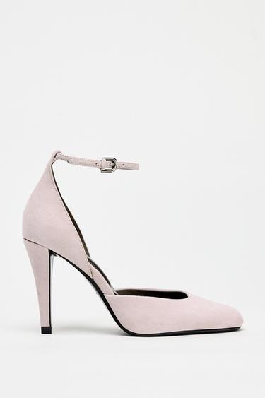 SUEDE HEELED SHOES WITH ANKLE STRAP - Pink by Zara