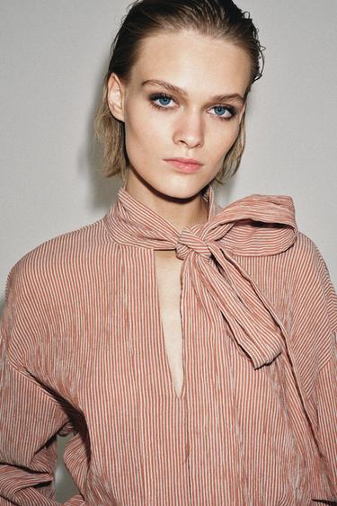 ZW COLLECTION STRIPED TIE SHIRT - striped by Zara