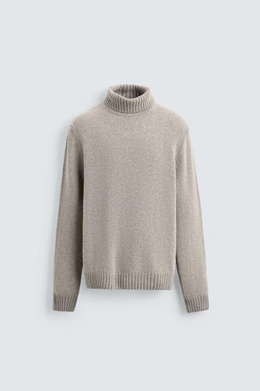WOOL BLEND HIGH NECK JUMPER - Ecru / Marl by Zara