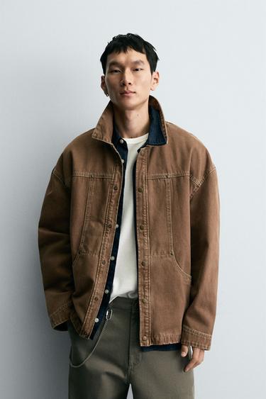 WASHED STRUCTURED OVERSHIRT - Light brown by Zara