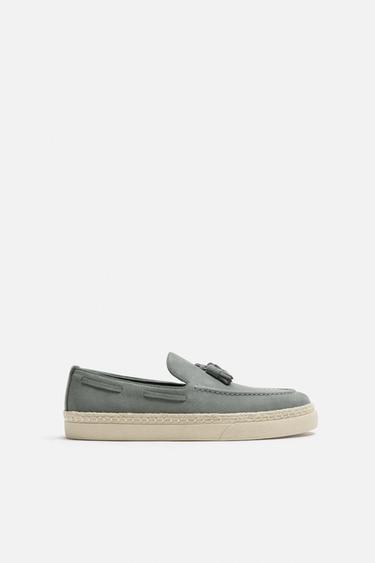 CASUAL LEATHER LOAFERS WITH TASSELS - Sky Blue by Zara