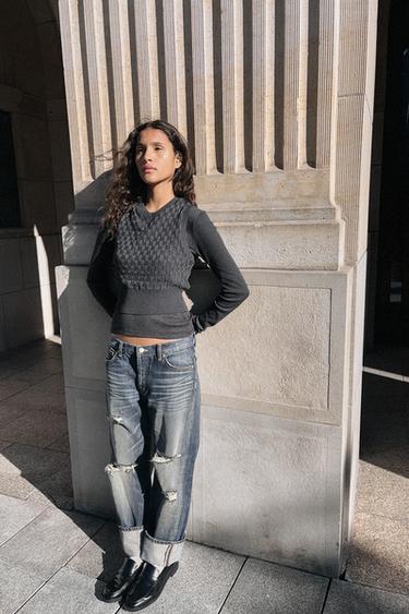 JUMPER WITH WAISTCOAT DETAIL - Anthracite grey by Zara