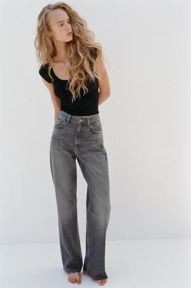 TRF WIDE-LEG HIGH-WAIST JEANS - Grey by Zara