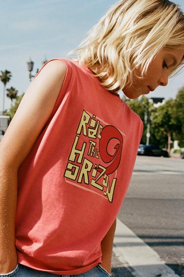 PRINTED SLEEVELESS TOP - Coral by Zara