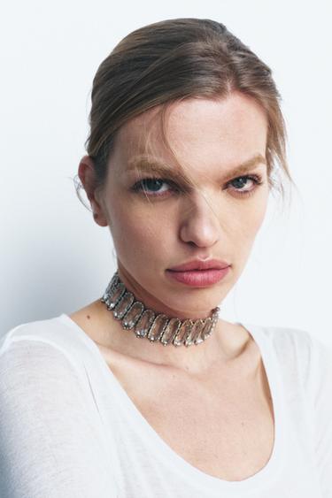 CRYSTAL CHOKER NECKLACE - Silver by Zara - Image 0