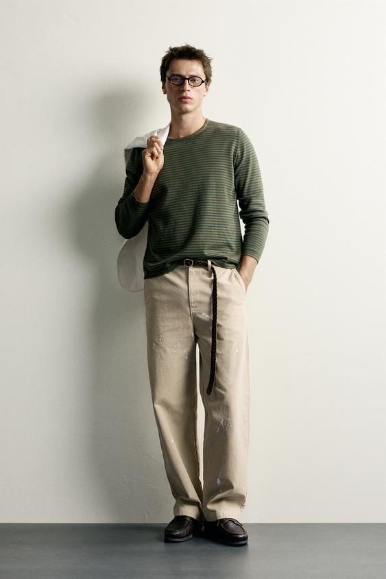 STRIPED REGULAR FIT JUMPER - Green stripe by Zara - Image 0