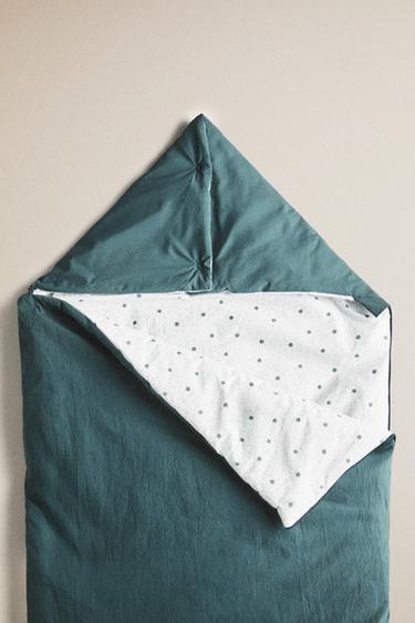 LEAF PRINT COTTON CARRYCOT BABY WRAP - Blue by Zara
