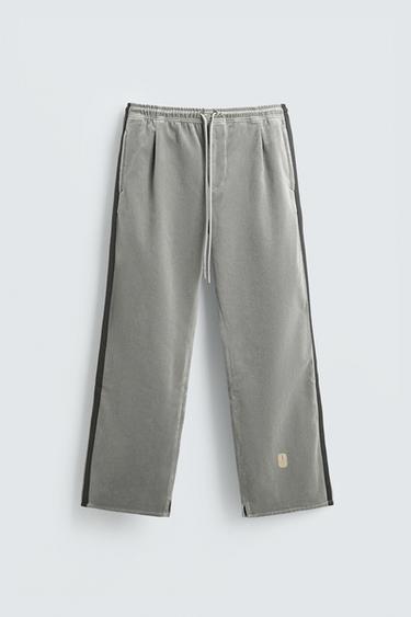 VELVET TROUSERS WITH TAPING X SR_A - Light grey by Zara