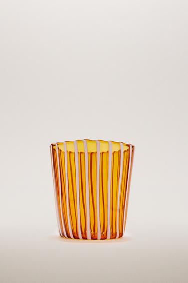 STRIPED BOROSILICATE TUMBLER - Orange by Zara