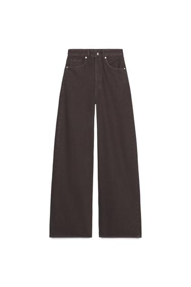 TRF EXTRA WIDE-LEG HIGH-WAIST JEANS - Brown by Zara