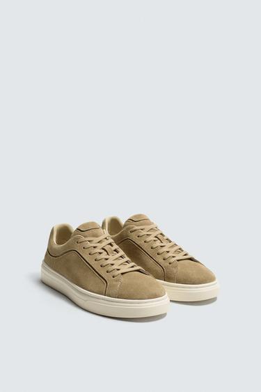 LEATHER TRAINERS - Sand Brown by Zara