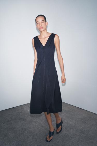 ZW COLLECTION ZIP-UP MIDI DRESS - Navy blue by Zara - Image 0