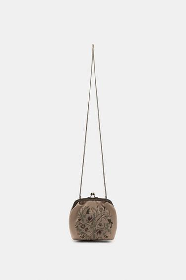 FLORAL EMBROIDERED BAG - Sand by Zara
