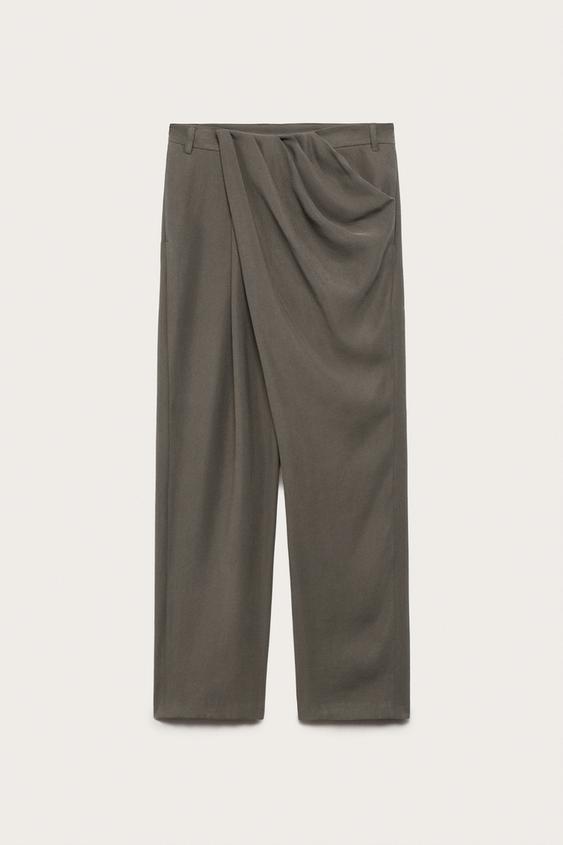 LIMITED EDITION FLOWING DRAPED TROUSERS - Sand / Marl by Zara - Image 0